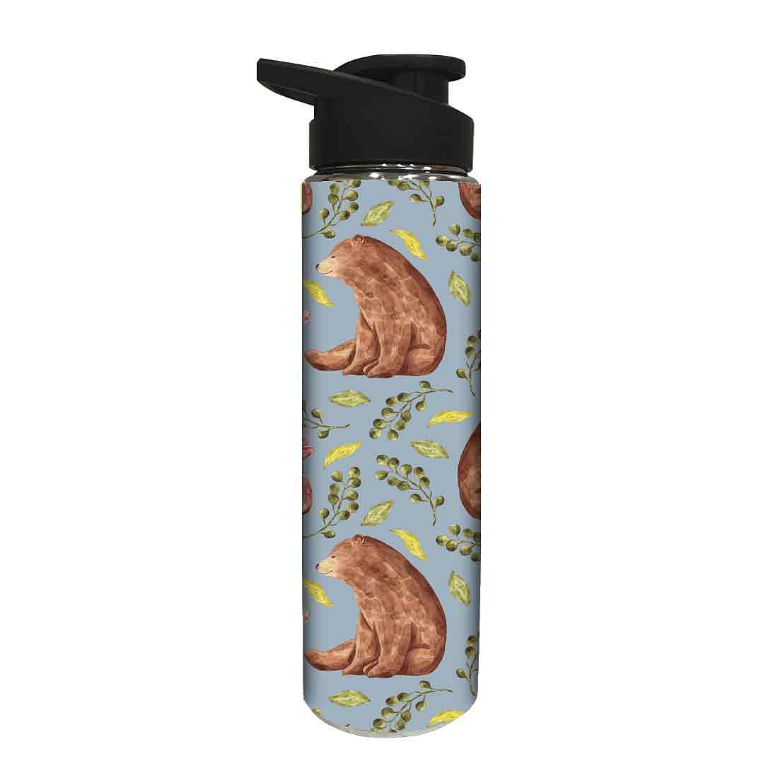 Designer Stainless Steel Water Bottle - Brown Bear - Image 2