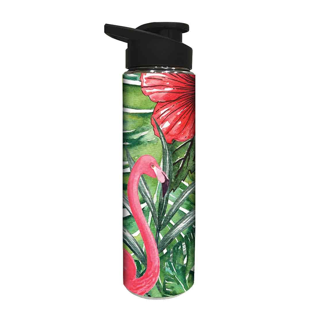 Designer Stainless Steel Water Bottle - Swan and Leaves - Image 2