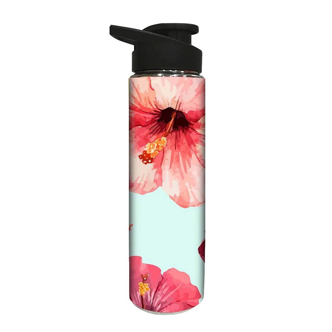 Decor Stainless Steel Water Bottle for Girls - Hibiscus - Image 2