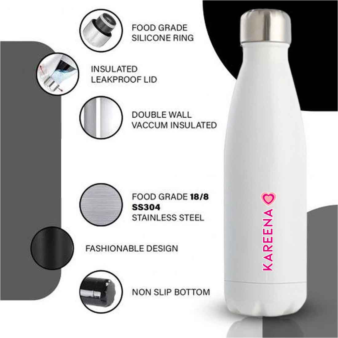 Water Bottle with Name Printed - Stainless Steel Insulated Water Bottles 500ml - Image 5