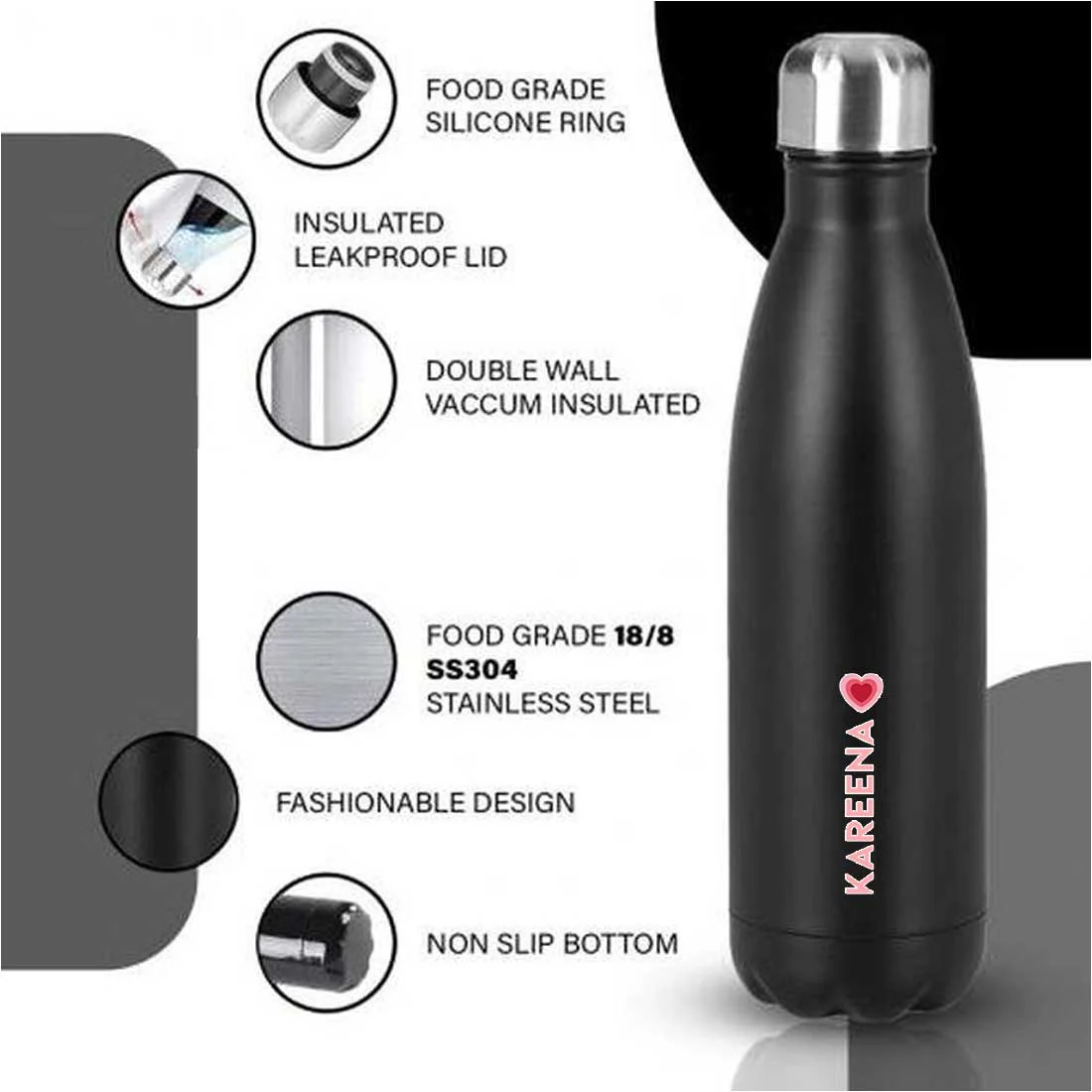 Water Bottle with Name Printed - Stainless Steel Insulated Water Bottles 500ml - Image 7