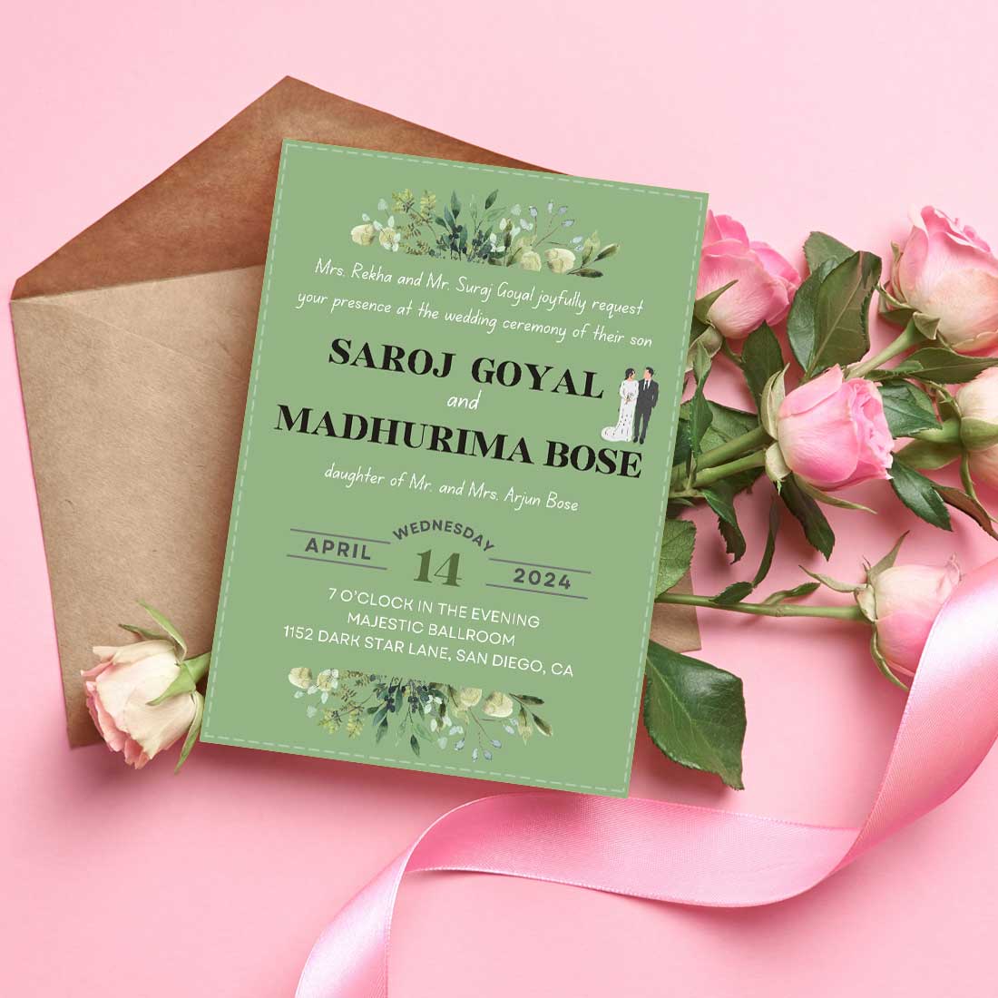 Wedding Card Design Invitation - Customized Shadi Card Design-6x9 Inches (Acrylic or Satin on Paper Board)(25 pcs) - Image 2