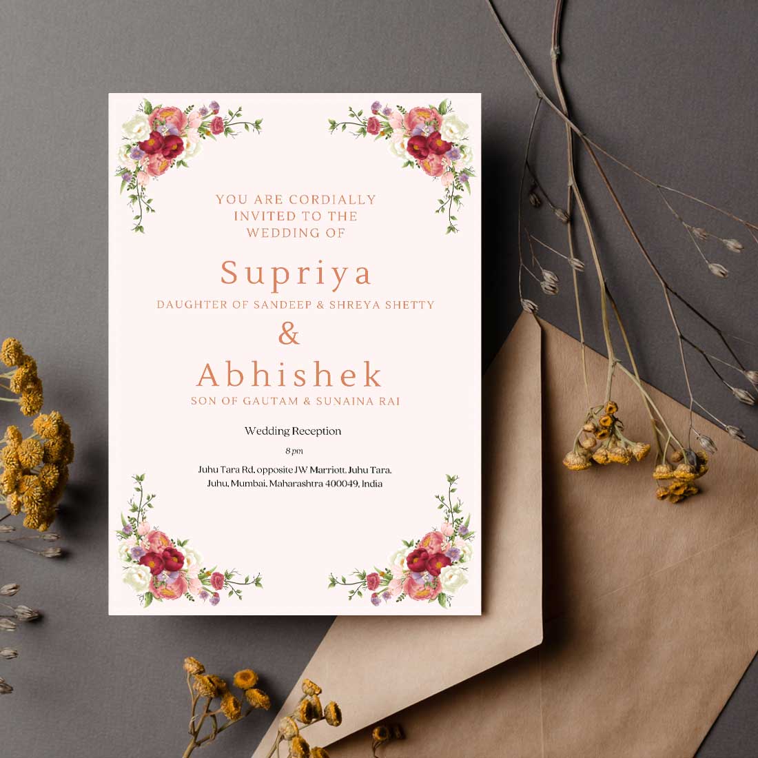 Premium Wedding Invitation Card - Custom Marriage Invite-6x9 inches (Acrylic or Satin on Paper Board)(25 pcs)