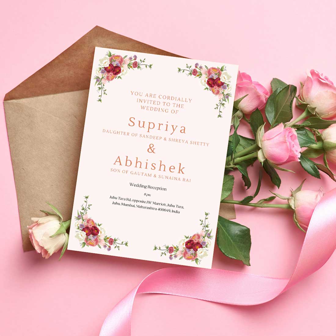Premium Wedding Invitation Card - Custom Marriage Invite-6x9 inches (Acrylic or Satin on Paper Board)(25 pcs) - Image 2