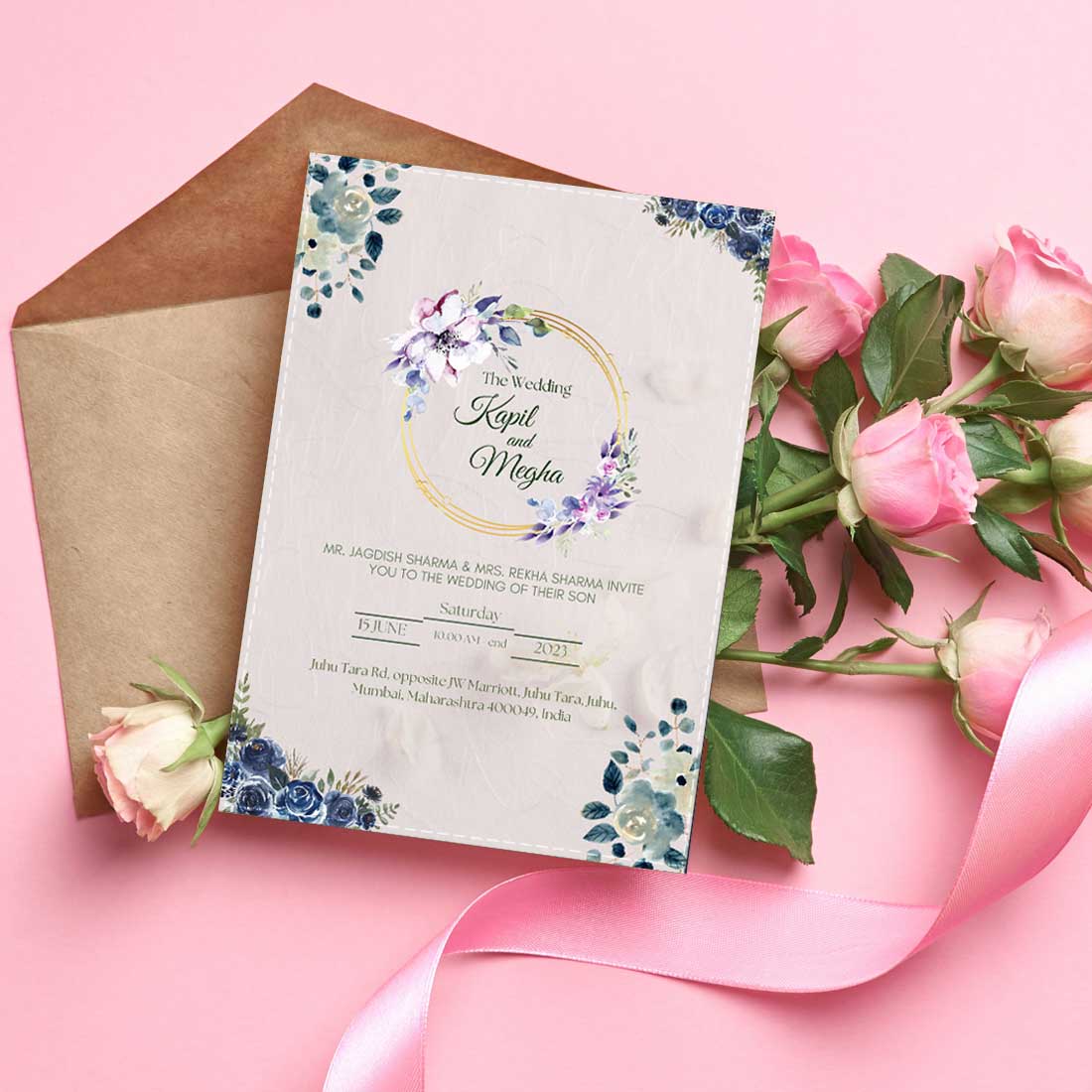 Wedding Reception Invitation Card - Custom Create Wedding Card-6x9 Inches (Acrylic or Satin on Paper Board)(25 pcs) - Image 2