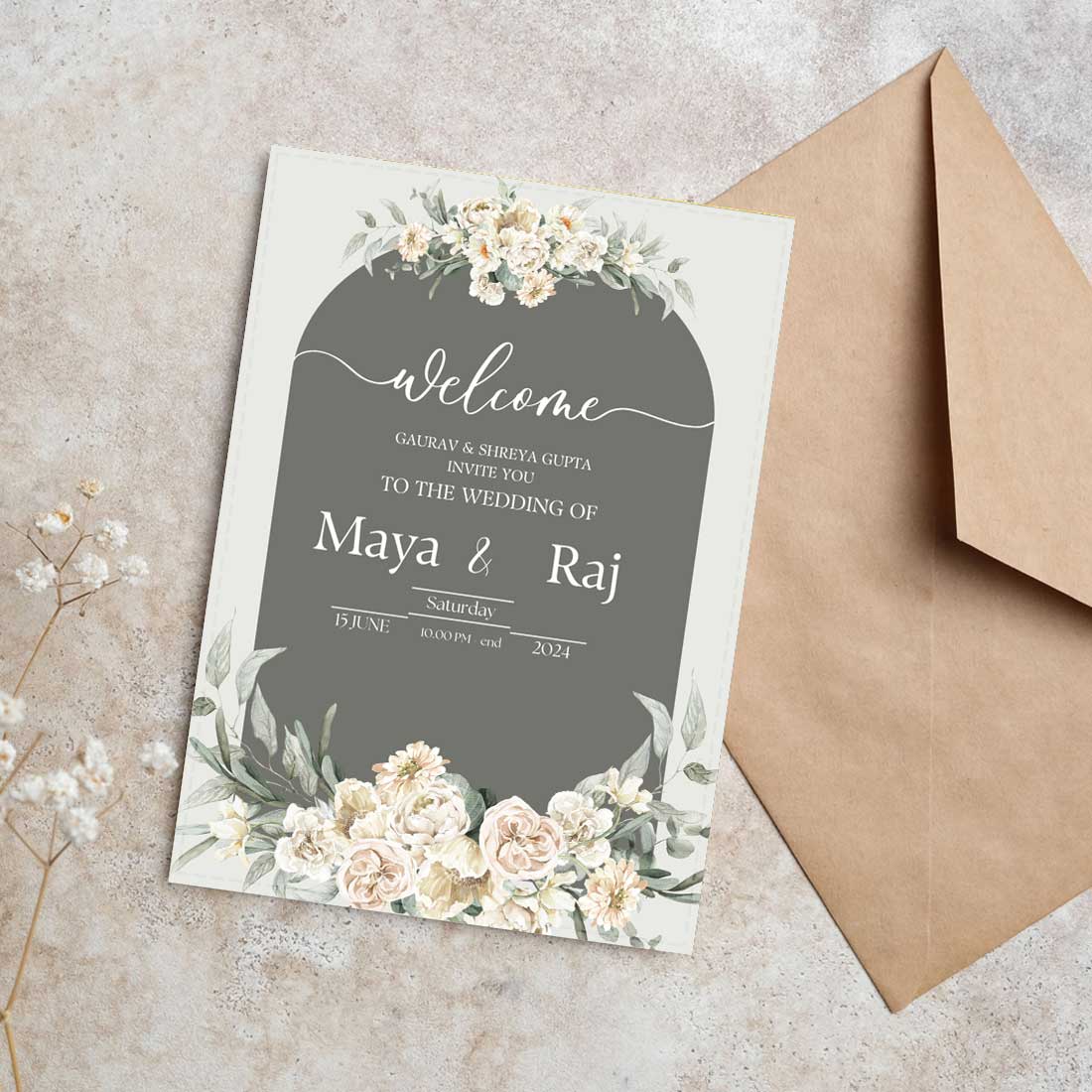 Weding Invitation Card in English Weding Card-6x9 Inches (Acrylic or Satin on Paper Board)(25 pcs) - Image 4