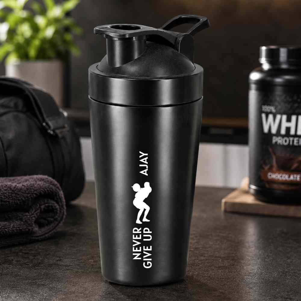 Customised Weight Gainer Shaker Bottle Stainless Steel Protein Mixer with Whisk Ball