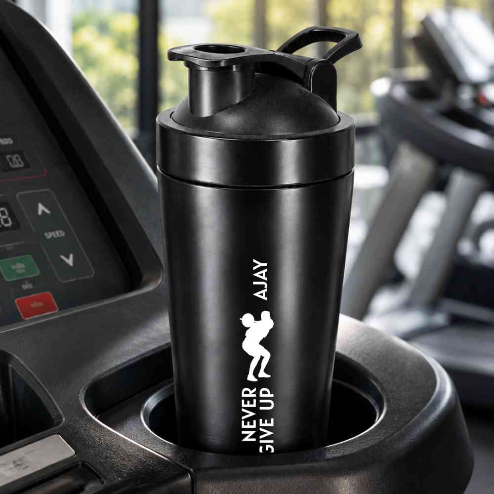 Customised Weight Gainer Shaker Bottle Stainless Steel Protein Mixer with Whisk Ball - Image 2