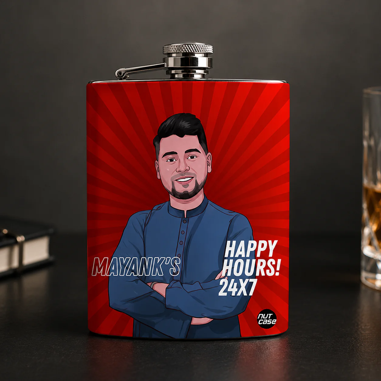 Whiskey Flask with Art Portraits - Personalized Hip Flasks