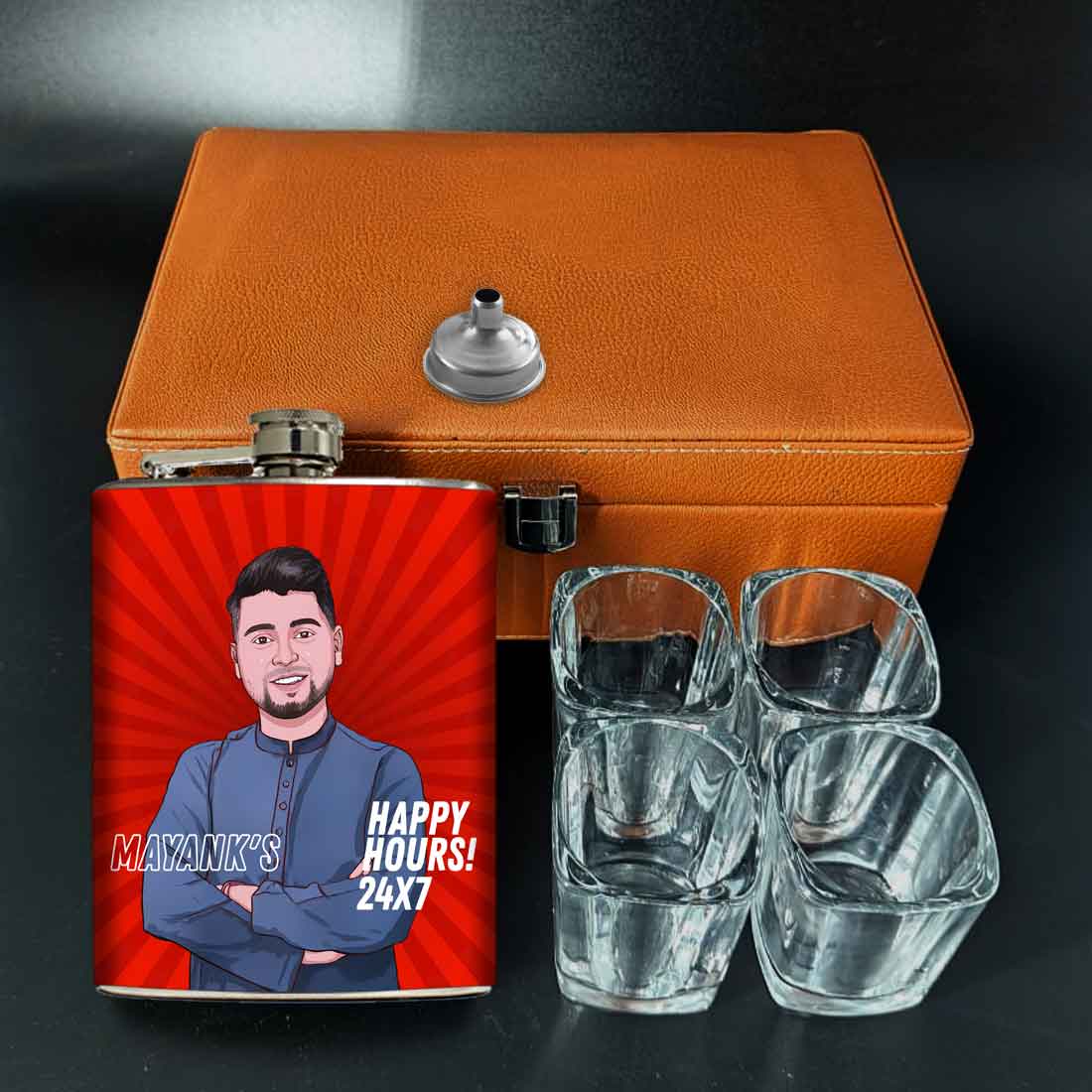 Whiskey Flask with Art Portraits - Personalized Hip Flasks - Image 3