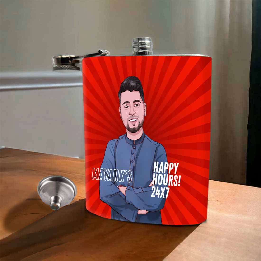 Whiskey Flask with Art Portraits - Personalized Hip Flasks - Image 4