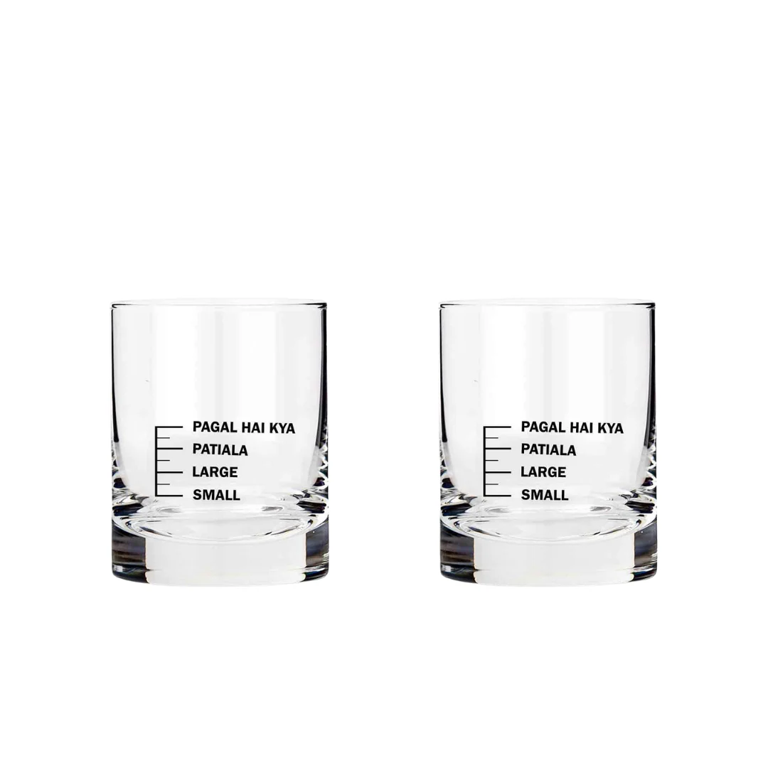 Whiskey Glasses SET OF 2 - Anniversary Birthday Gift Funny Gifts for Husband Bf - SMALL LARGE PATIYALA PAGAL HAI KYA - Image 12