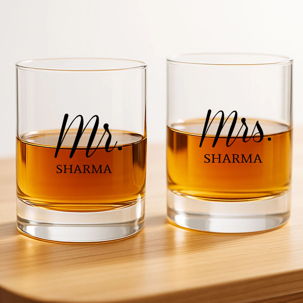 Mr & Mrs Whiskey Glass Set - Gift Box for Couples - Image 3