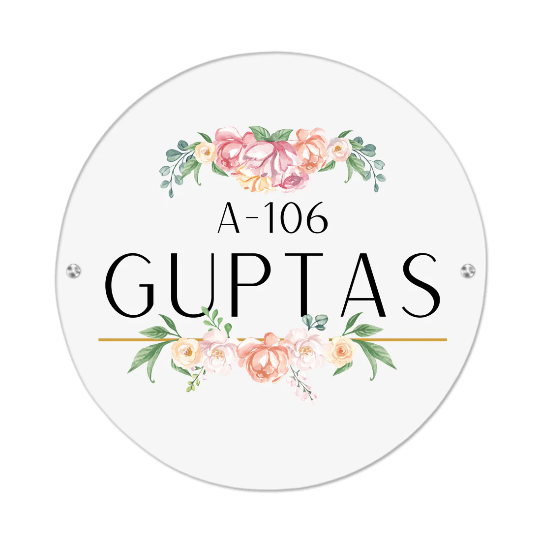 White Acrylic Name Plate Minimalist Floral Design Acrylic Nameplate for Home - Image 2