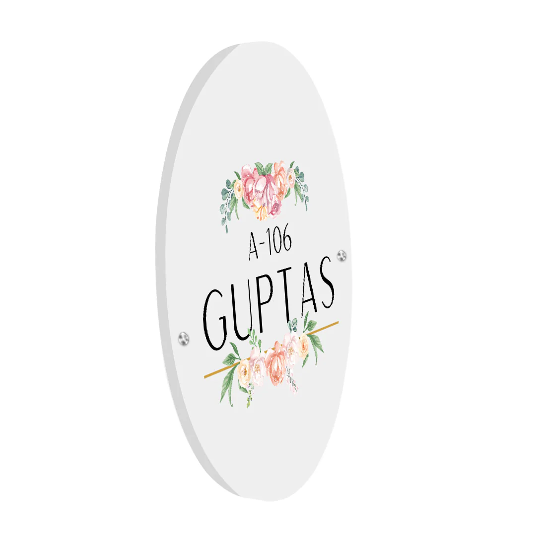White Acrylic Name Plate Minimalist Floral Design Acrylic Nameplate for Home - Image 4