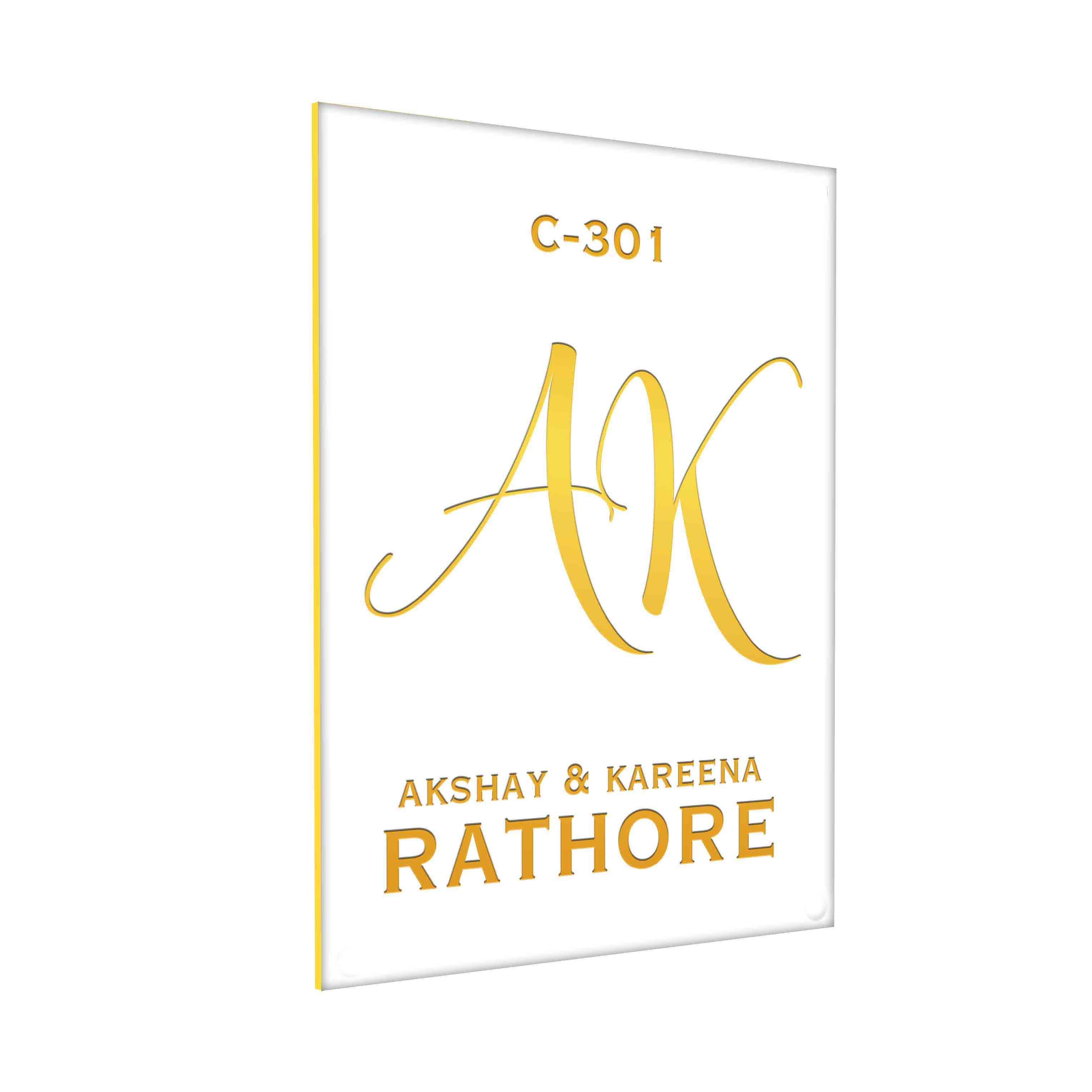 White Name Plate for Home - Premium Vertical Nameplate with Golden Debossed Details - Image 12