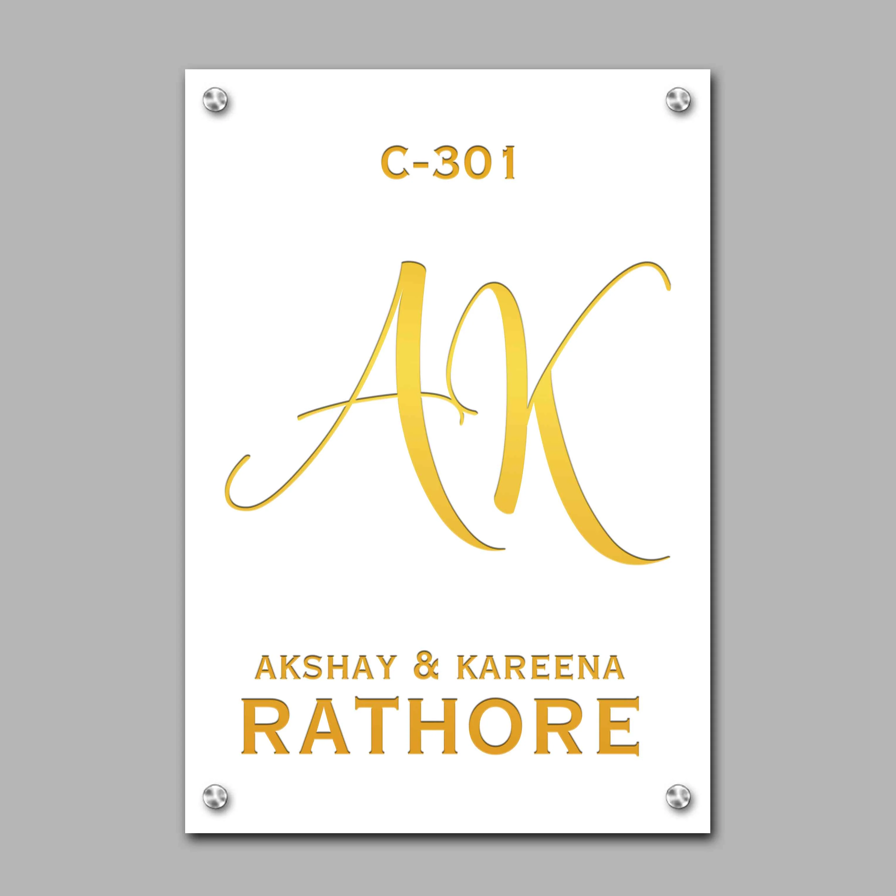 White Name Plate for Home - Premium Vertical Nameplate with Golden Debossed Details - Image 14