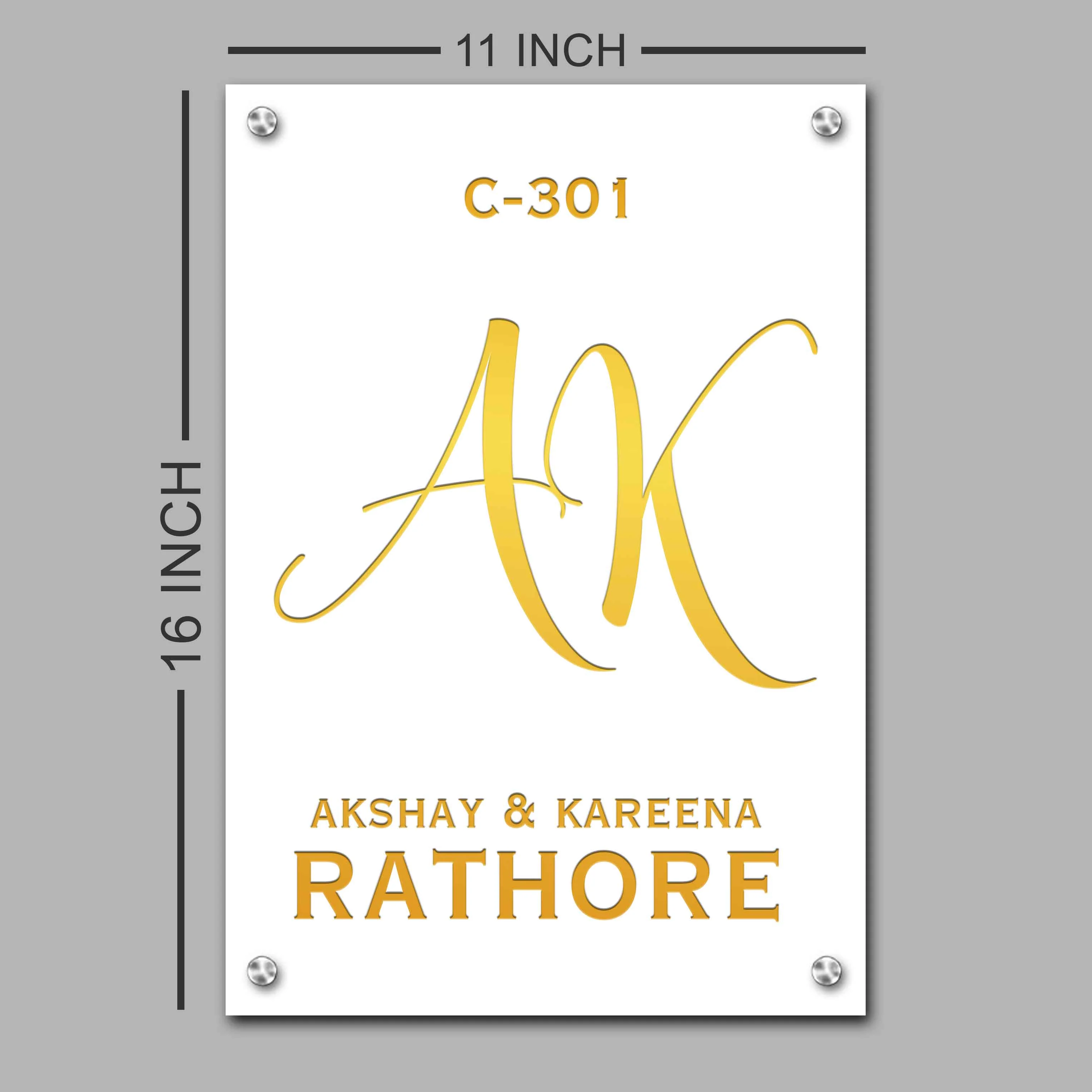 White Name Plate for Home - Premium Vertical Nameplate with Golden Debossed Details - Image 15