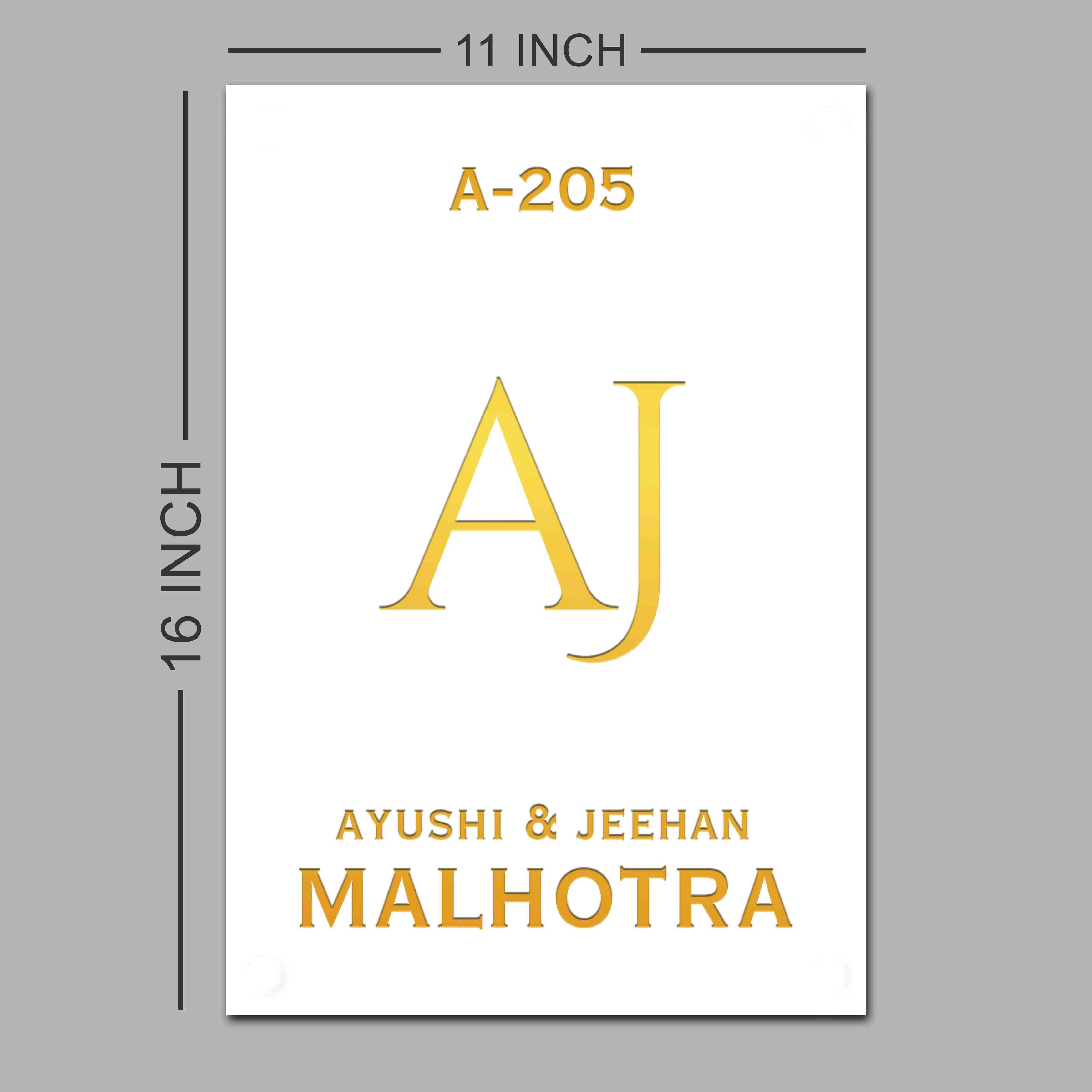 White Name Plate for Home - Premium Vertical Nameplate with Golden Debossed Details - Image 5