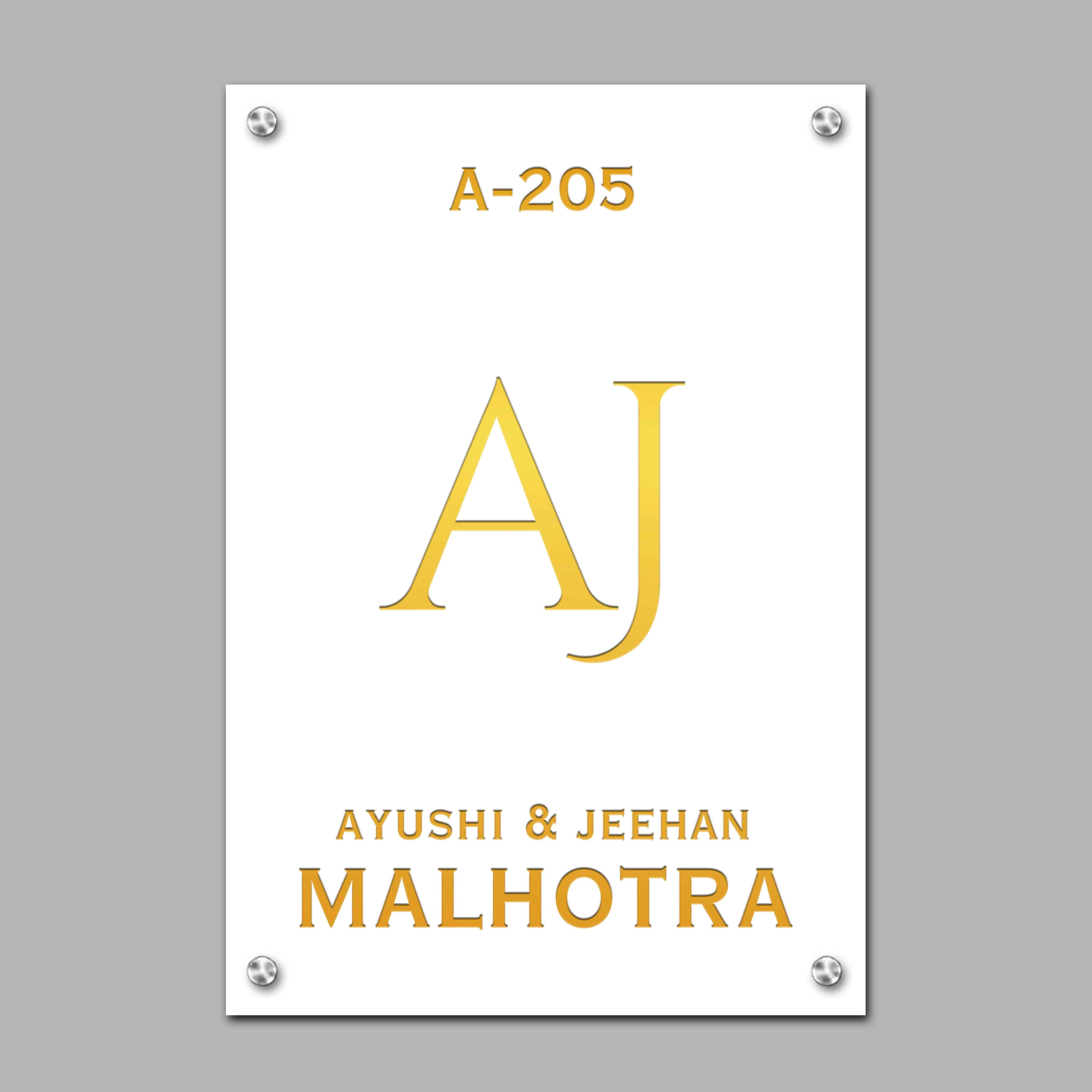 White Name Plate for Home - Premium Vertical Nameplate with Golden Debossed Details - Image 6
