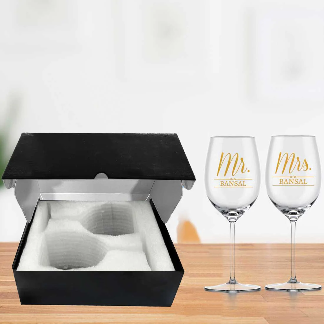 Mr and Mrs Wine Glass With Gift Box Set of 2 - Image 15