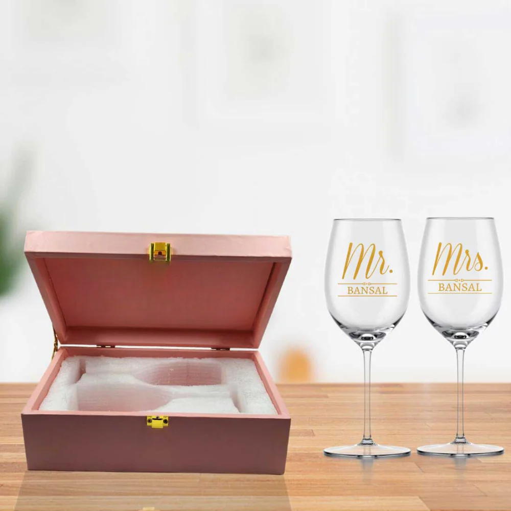 Mr and Mrs Wine Glass With Gift Box Set of 2 - Image 7