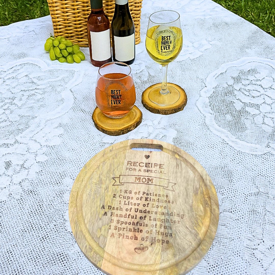 Wine Glass Set with Cheese Board for Mom – Perfect Mother’s Day Gift - Image 2