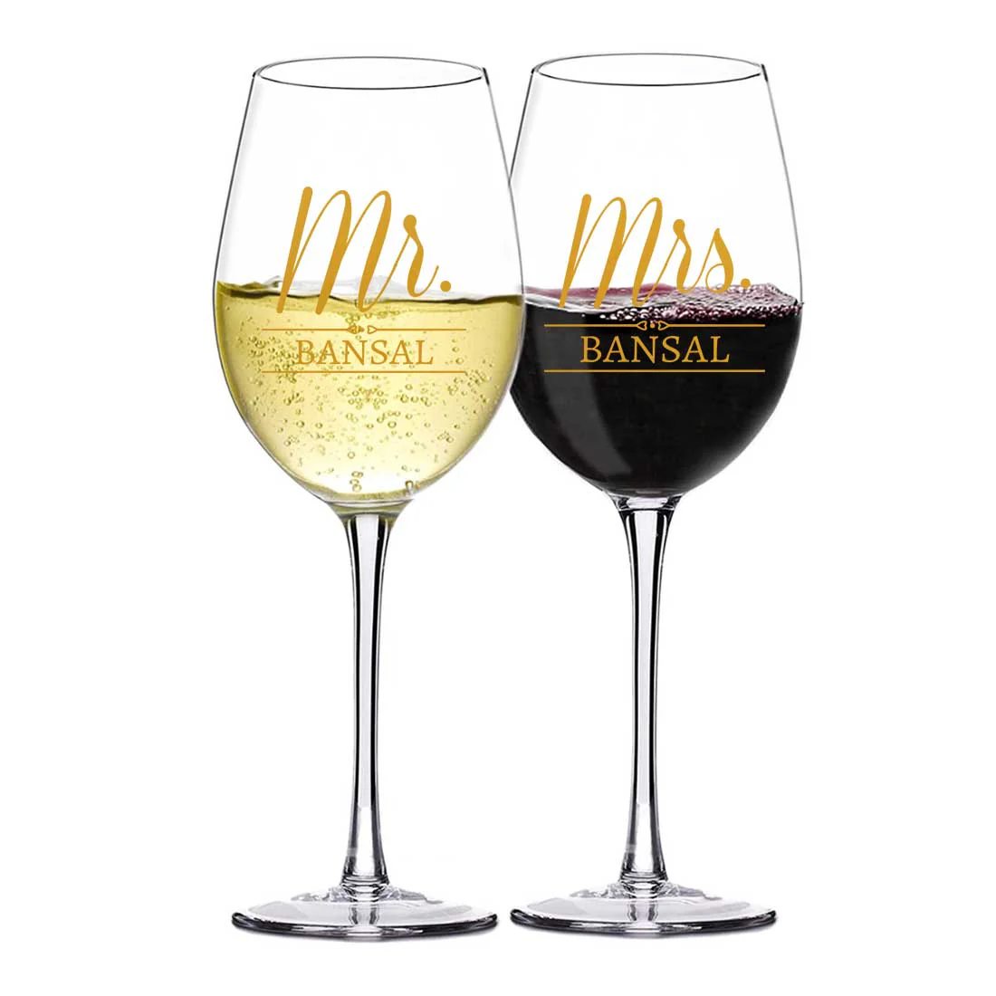 Personalized Wine Glasses for Couples Mr Mrs Set 2 Glasses - Mr Mrs Set - Image 6