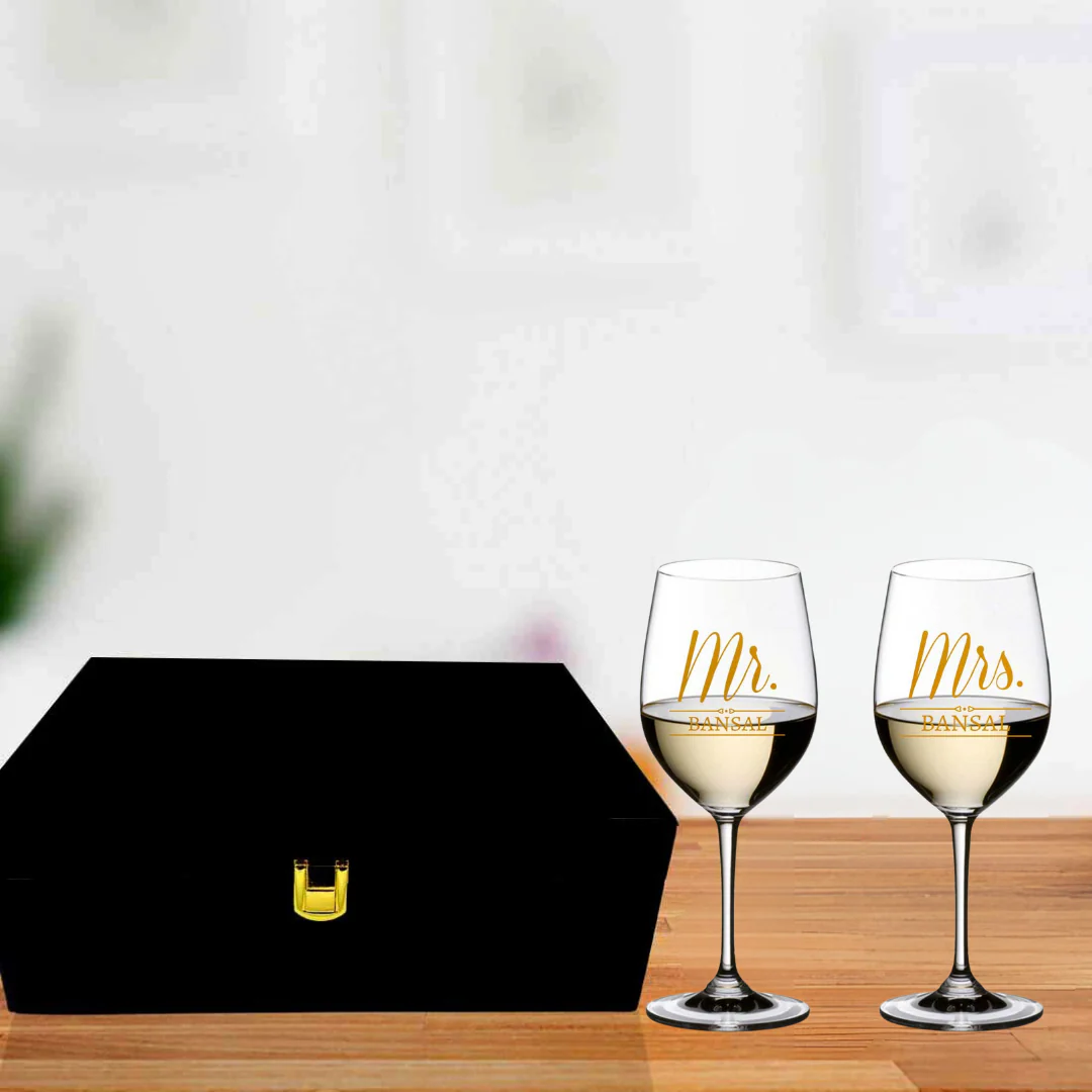 Personalized Wine Glasses for Couples Mr Mrs Set 2 Glasses - Mr Mrs Set - Image 8