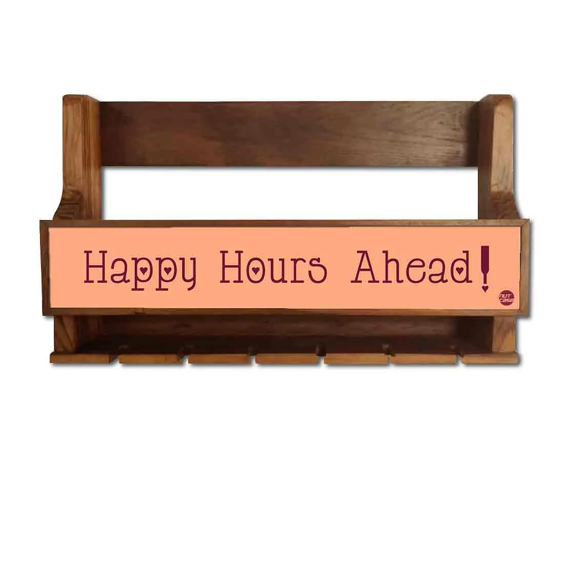 Wall Mounted Wine Holder for Living Room 5 Bottles 6 Glasses - Happy Hours - Image 2