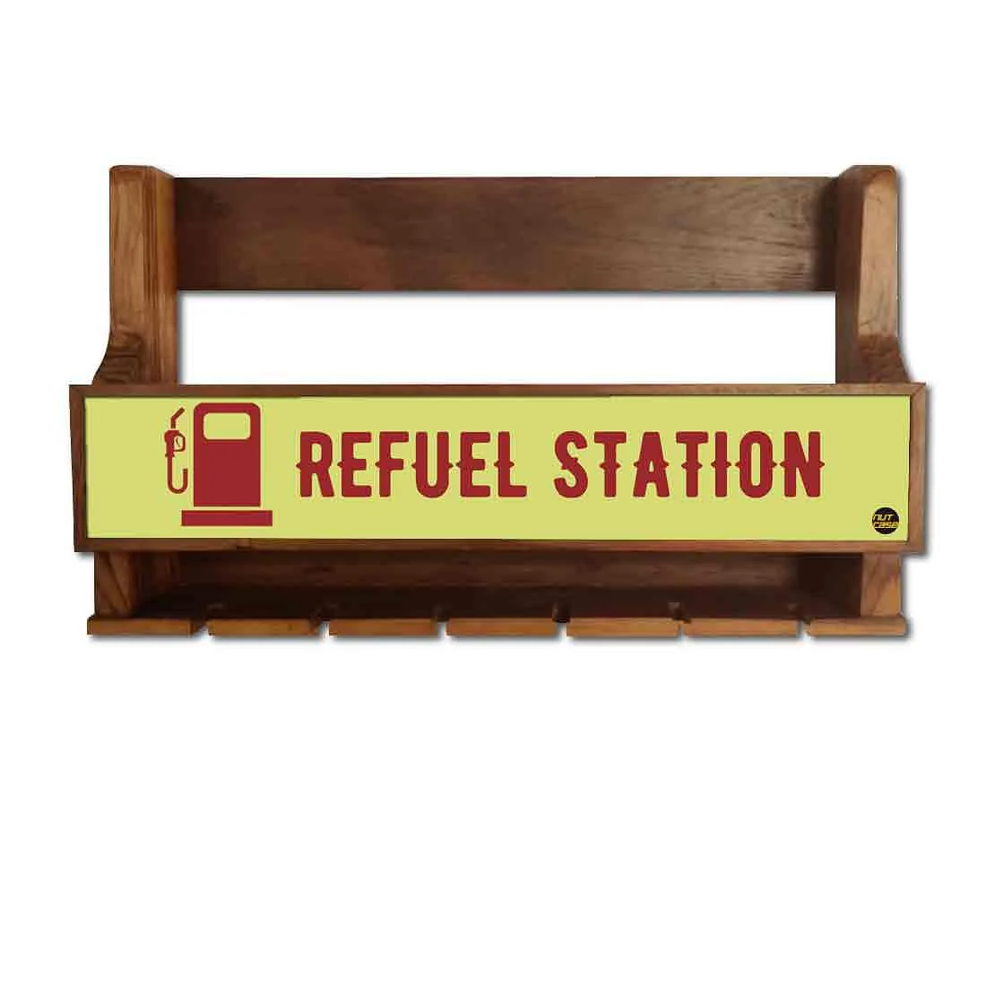 Wall Mounted Wine Glass Rack Mini Bar for 5 Bottles 6 Glasses - Refuel Station - Image 2