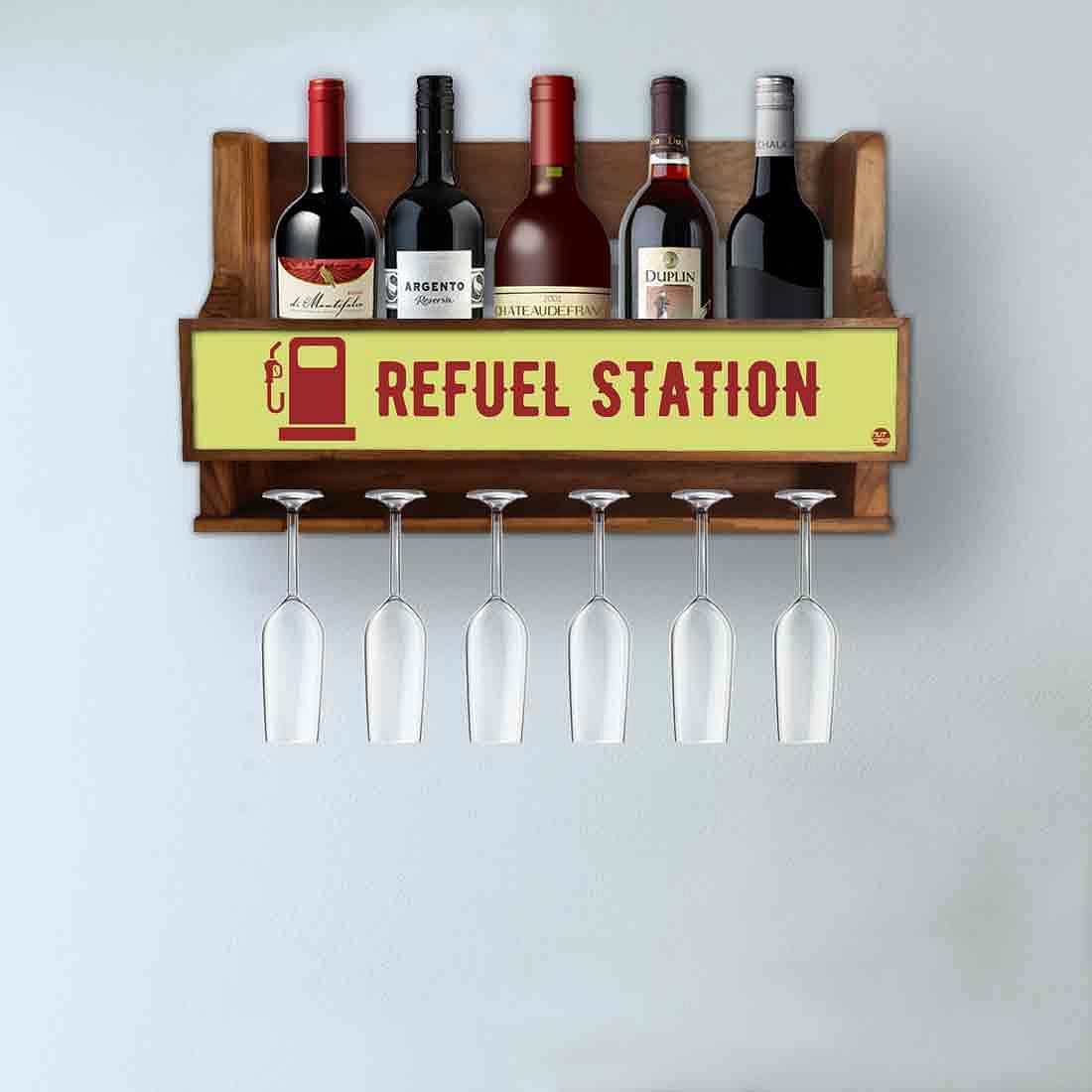 Wall Mounted Wine Glass Rack Mini Bar for 5 Bottles 6 Glasses - Refuel Station - Image 3