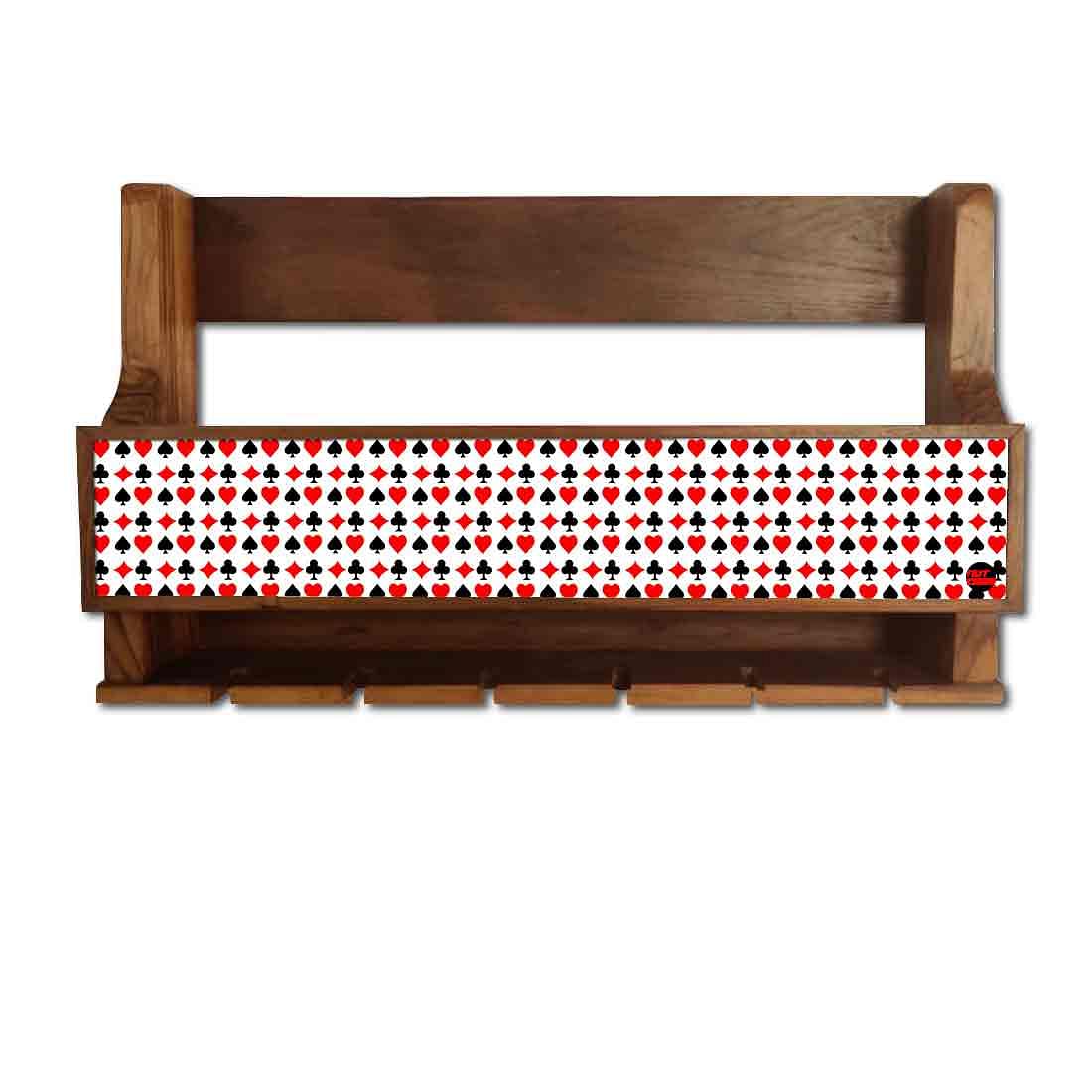 Nutcase Designer Wooden Wine Rack Gloss Holder, Teak Wood Wall Mounted Wine
Cabinet , 5 bottle Hangers for 6 Wine Glasses - - Image 2