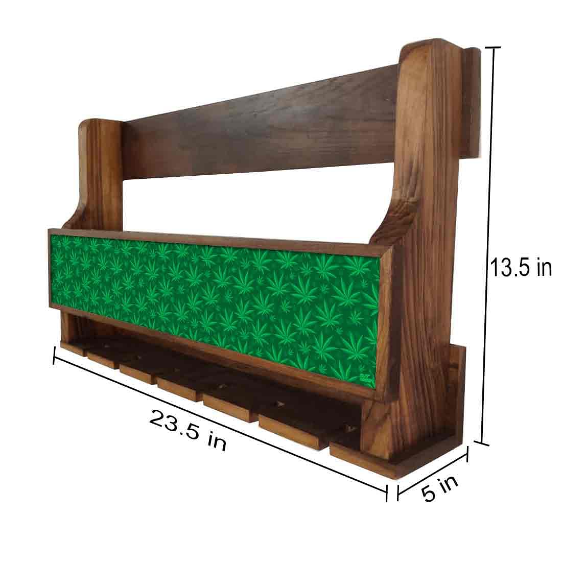 Nutcase Designer Wooden Wine Rack Gloss Holder, Teak Wood Wall Mounted Wine
Cabinet , 5 bottle Hangers for 6 Wine Glasses - - Image 4