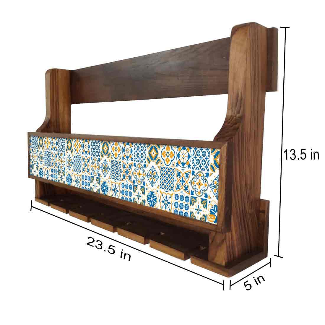Wall Mounted Wine Cabinet Rack for Living Room - Stores 5 Bottles 6 Glasses - Spanish - Image 4