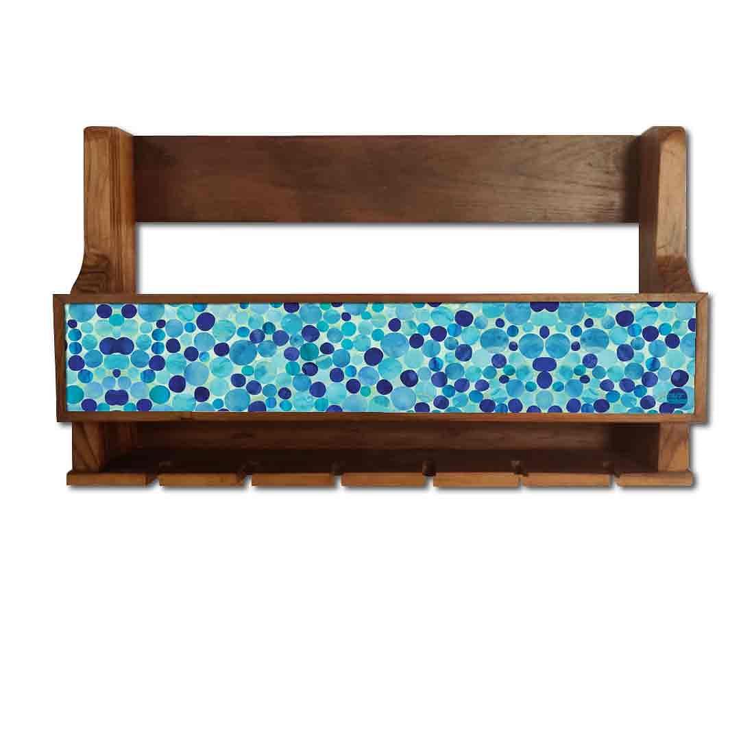 Nutcase Designer Wooden Wine Rack Gloss Holder, Teak Wood Wall Mounted Wine
 Cabinet , 5 bottle Hangers for 6 Wine Glasses - - Image 2