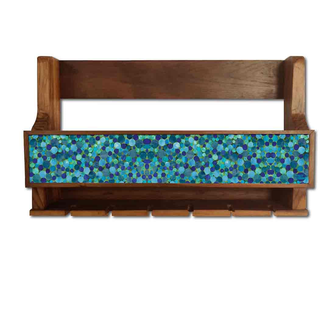 Nutcase Designer Wooden Wine Rack Gloss Holder, Teak Wood Wall Mounted Wine
 Cabinet , 5 bottle Hangers for 6 Wine Glasses - - Image 2