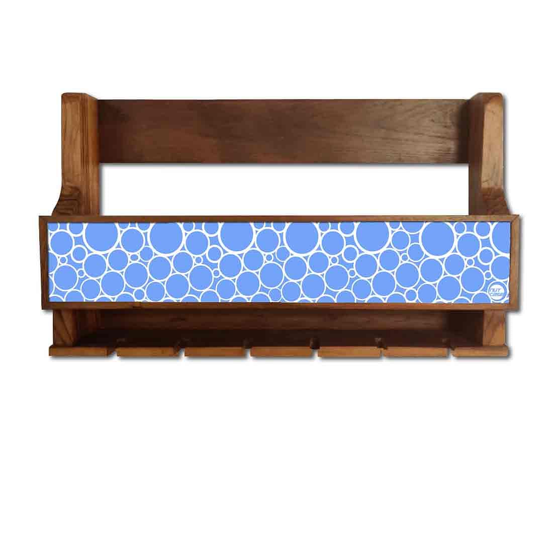 Nutcase Designer Wooden Wine Rack Gloss Holder, Teak Wood Wall Mounted Wine
 Cabinet , 5 bottle Hangers for 6 Wine Glasses - - Image 2