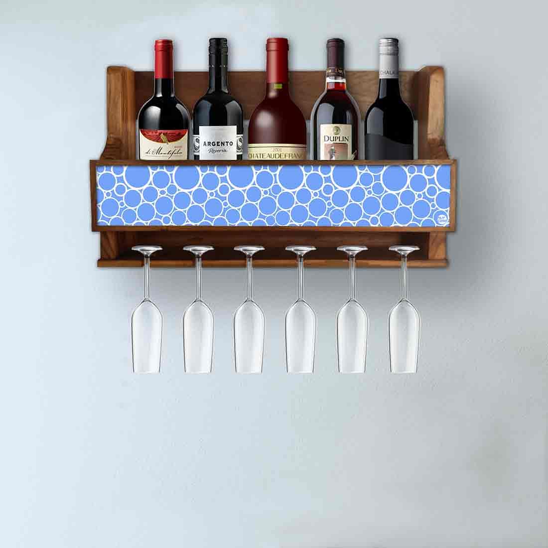 Nutcase Designer Wooden Wine Rack Gloss Holder, Teak Wood Wall Mounted Wine
 Cabinet , 5 bottle Hangers for 6 Wine Glasses - - Image 3