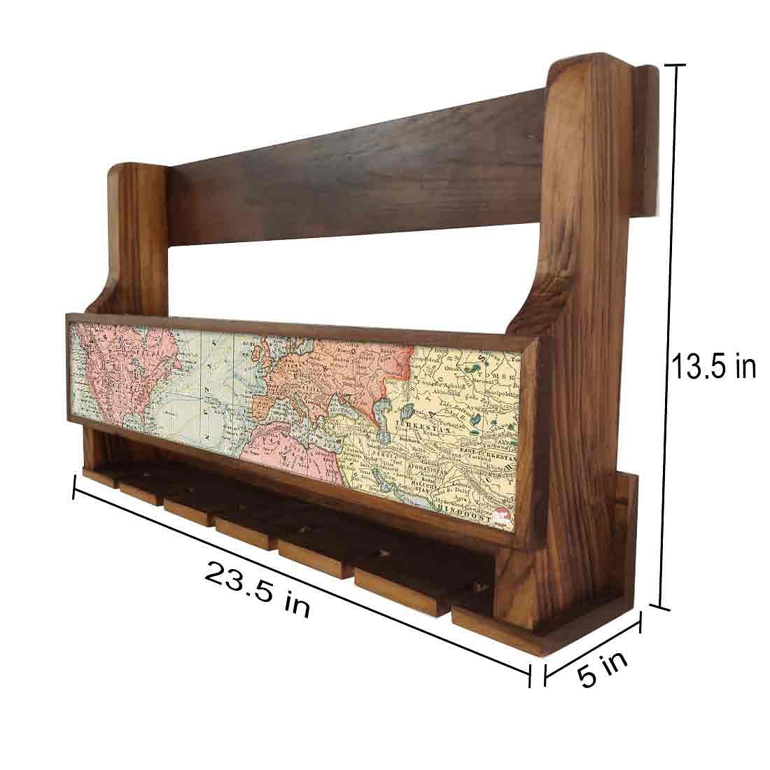 Wall Mounted Wine Glass Holder Stand Mini Bar Cabinet for 5 Bottles 6 Glasses - Image 4