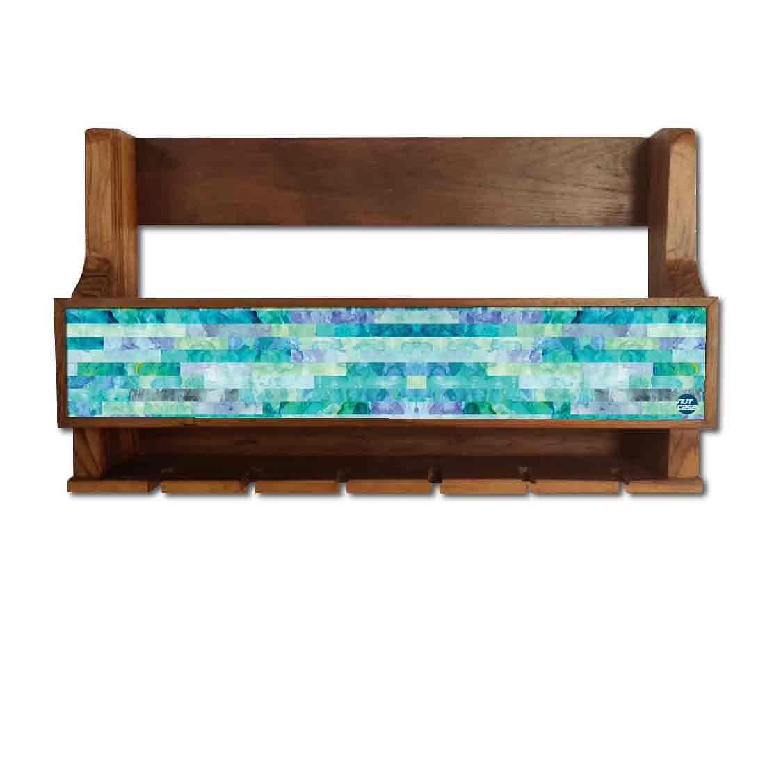 Nutcase Designer Wooden Wine Rack Gloss Holder, Teak Wood Wall Mounted Wine
Cabinet , 5 bottle Hangers for 6 Wine Glasses - - Image 2
