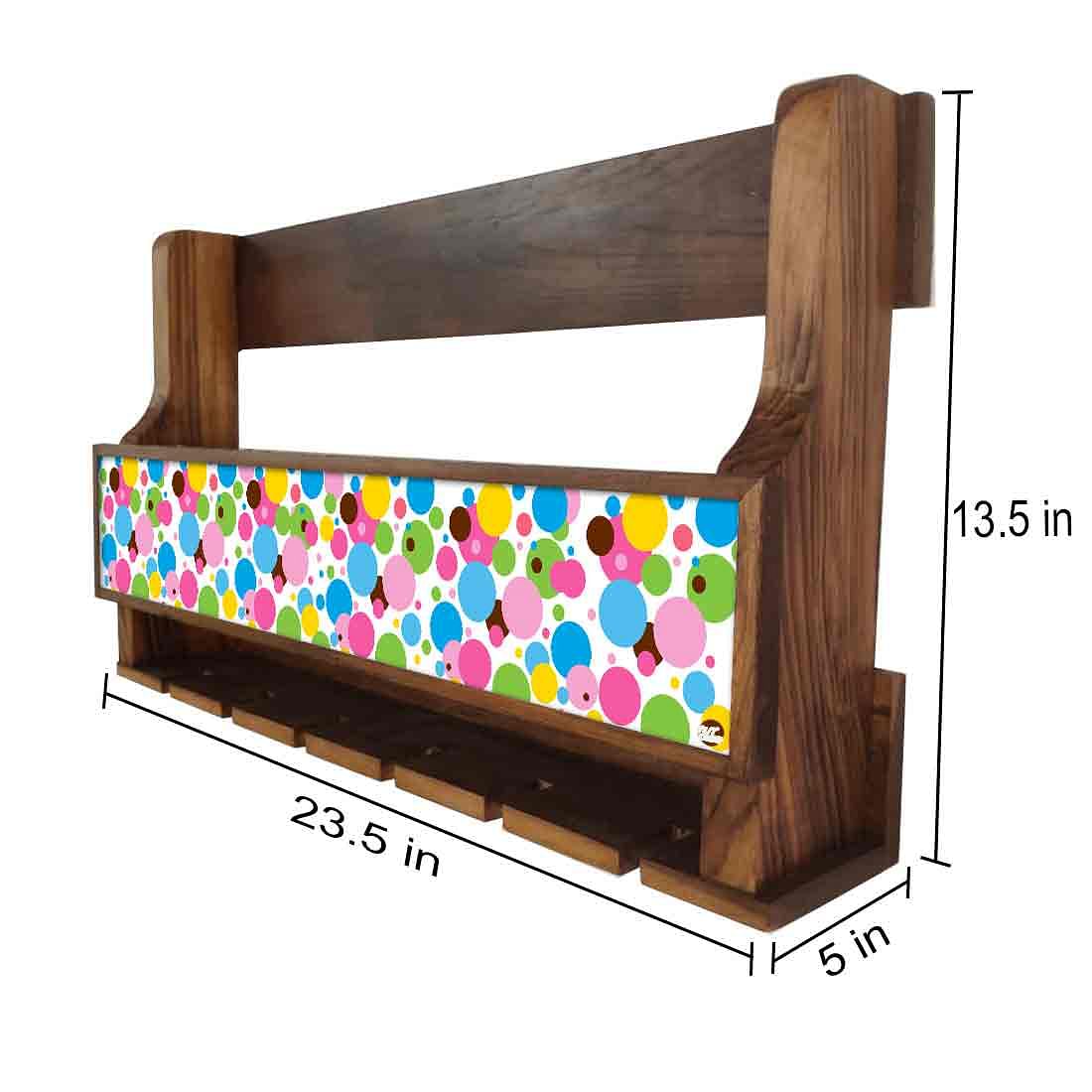 Nutcase Designer Wooden Wine Rack Gloss Holder, Teak Wood Wall Mounted Wine
Cabinet , 5 bottle Hangers for 6 Wine Glasses - - Image 4