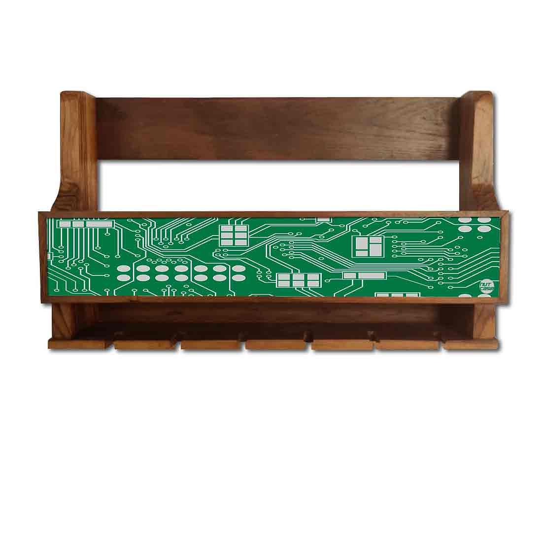 Nutcase Designer Wooden Wine Rack Gloss Holder, Teak Wood Wall Mounted Wine
Cabinet , 5 bottle Hangers for 6 Wine Glasses -