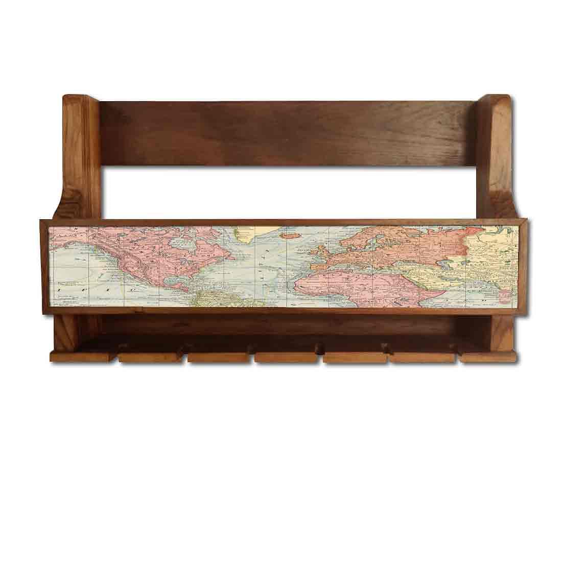 Wine Rack Wall Cabinet Wooden for Living Room - Stores 5 Bottles 6 Glasses - Image 2