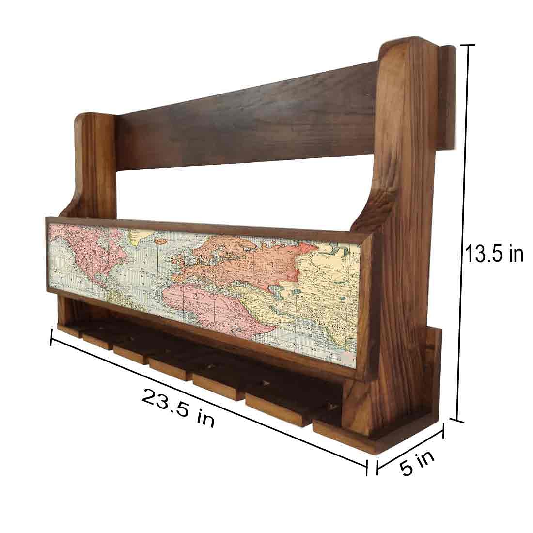Wine Rack Wall Cabinet Wooden for Living Room - Stores 5 Bottles 6 Glasses - Image 4