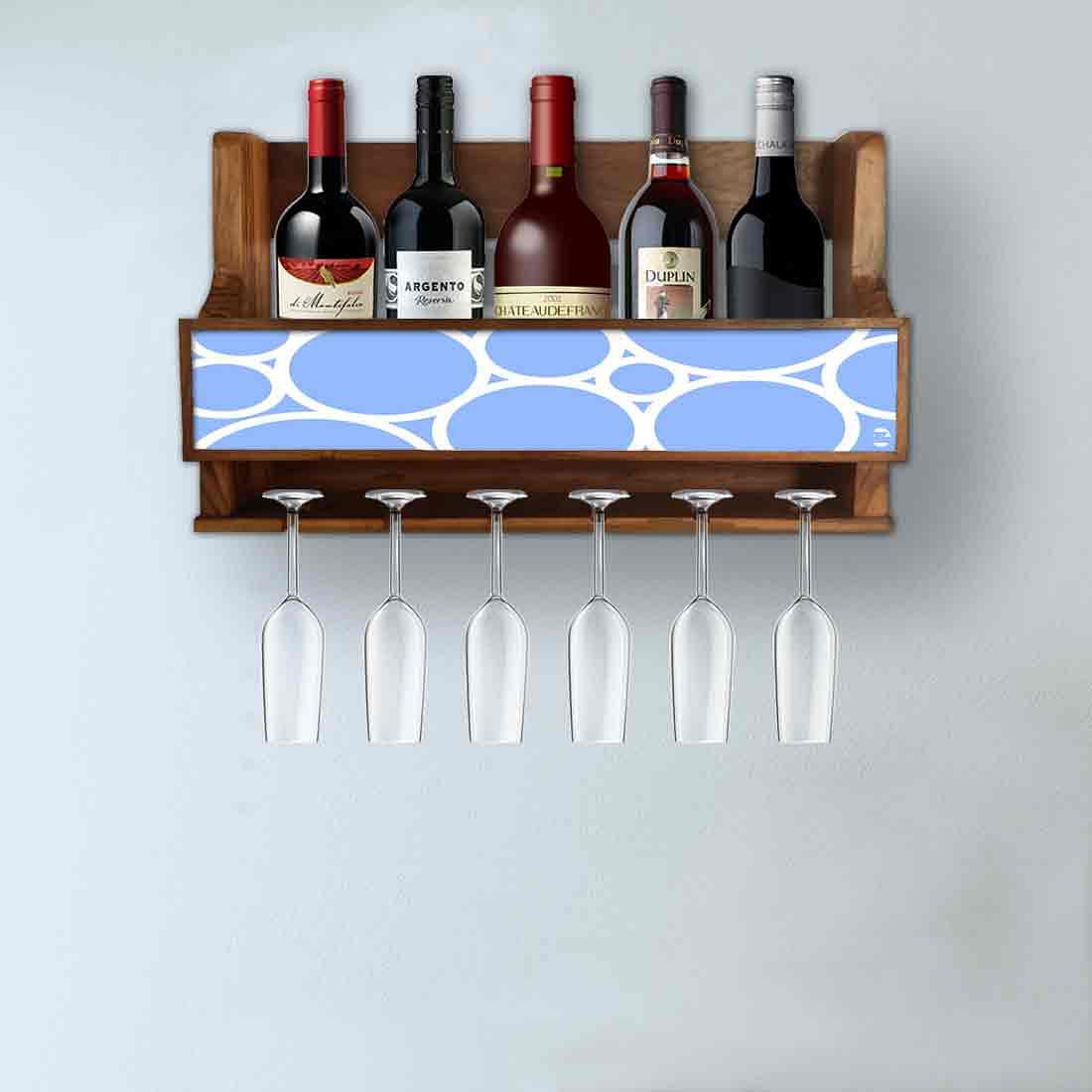 Nutcase Designer Wooden Wine Rack Gloss Holder, Teak Wood Wall Mounted Wine
Cabinet , 5 bottle Hangers for 6 Wine Glasses - - Image 3