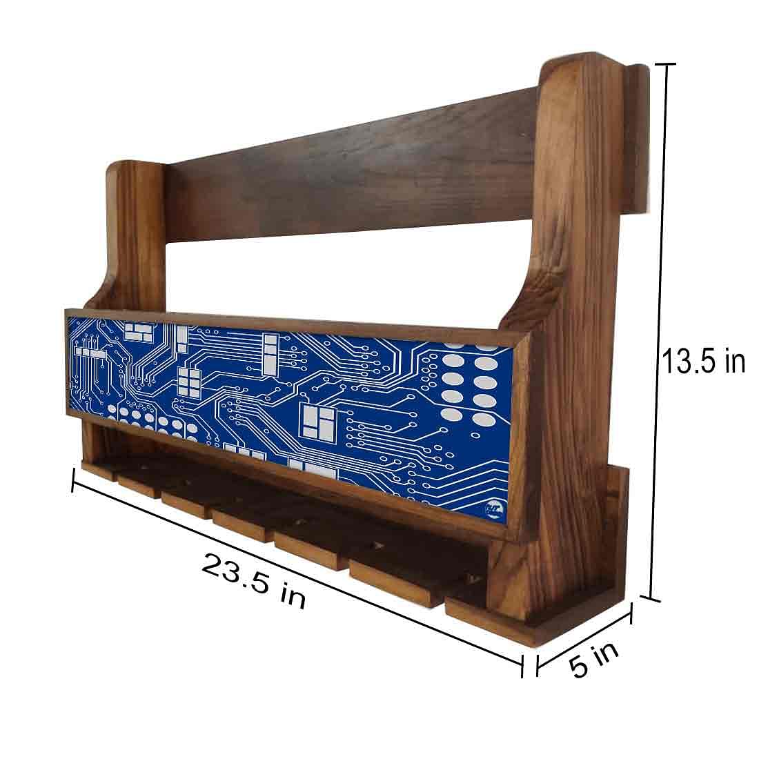 Wooden Wine Bottle Holder Mini Bar Cabinet for Living Room 5 Bottles 6 Glasses - Image 4