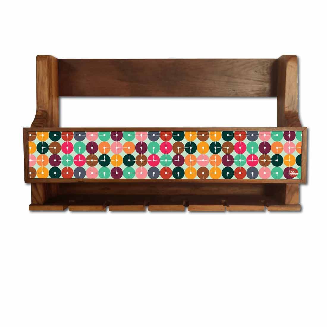 Nutcase Wall Mount Wine Holder Rack Wooden Mini Bar-Circles Retro - Image 2