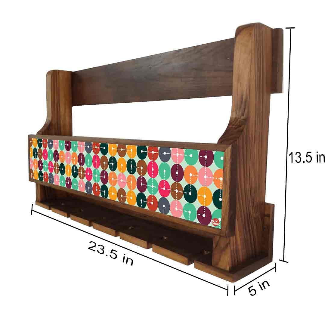 Nutcase Wall Mount Wine Holder Rack Wooden Mini Bar-Circles Retro - Image 4