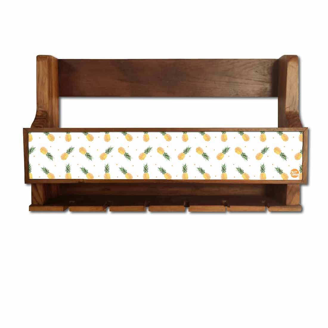 Nutcase Wall Mounted Wine Rack Mini Bar 5 bottles 6 Glasses Hanger-Pineapples - Image 2